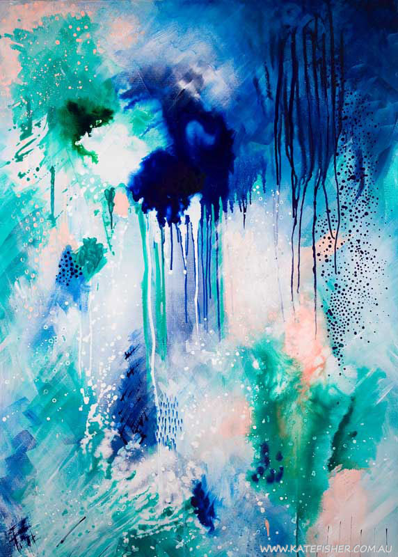 Phthalo Atmosphere 1 original acrylic artwork on canvas by Australian artist Kate Fisher