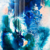 "Phthalo Atmosphere 2" abstract painting in blue and green fluid style by Australian artist Kate Fisher