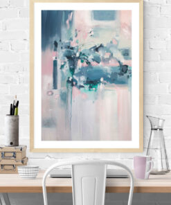 "Skyfall" pink and blue abstract art print by Kate Fisher art
