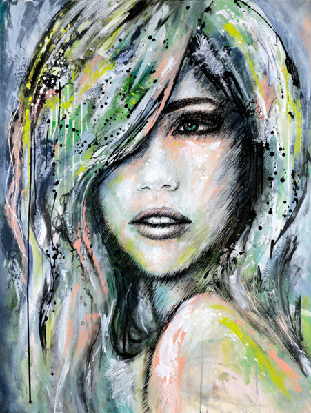 Female abstract portrait commission kate fisher art