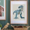 Mr. Blue Rex tyrannosaurus dinosaur print