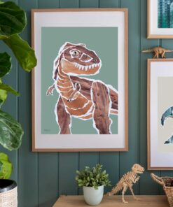 Mr. Brown Rex tyrannosaurs dinosaur poster in boys bedroom by Kate Fisher Boys Live Here brand