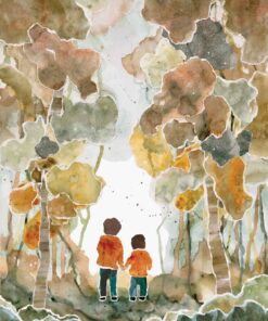 Poster print of two brothers in earthy coloured forest setting